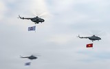 Mãn nhãn màn biểu diễn của Su-30Mk2 và trực thăng mang cờ Tổ quốc ở Hà Nội ảnh 13