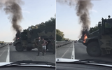 [ẢNH] Xe bọc thép hạng nặng Typhoon-U của Nga cháy dữ dội trên đường