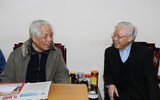 Hình ảnh về Tổng Bí thư Nguyễn Phú Trọng và nguyên Tổng Bí thư Đỗ Mười
