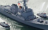 [ẢNH] Chiến hạm mang tên lửa Tomahawk lao nhanh về chỗ tàu dầu bị tấn công