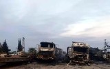 [ẢNH] Trúng tên lửa Syria, đoàn xe bọc thép Thổ Nhĩ Kỳ nát vụn khi chưa kịp tham chiến