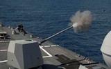 [ẢNH] Hải pháo cực mạnh trên tàu tuần dương Mỹ đang hiện diện trên Biển Đông
