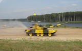 [ẢNH] Xe tăng T-72B3 long cả tháp pháo sau phần thi vượt chướng ngại vật
