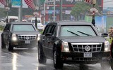 Đoàn siêu xe của Tổng thống Mỹ lăn bánh trong mưa trên đường phố Đà Nẵng