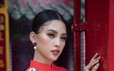 Hoa hậu Tiểu Vy khoe sắc trong trang phục áo dài đón Tết
