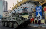 [ẢNH] Bất ngờ với loại xe bọc thép Myanmar vừa triển khai trên đường phố