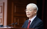 Hình ảnh Tổng Bí thư Nguyễn Phú Trọng tại phiên bế mạc Hội nghị Trung ương giữa nhiệm kỳ