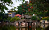Ngắm hoa gạo đỏ rực soi bóng thủy đình cổ kính ở Hà Nội