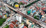Nhìn từ flycam cầu vượt trên tuyến đường nghìn tỷ ở quận Long Biên, Hà Nội