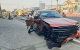 Hiện trường vụ xe ô tô mất lái tông một loạt xe máy, 1 người tử vong