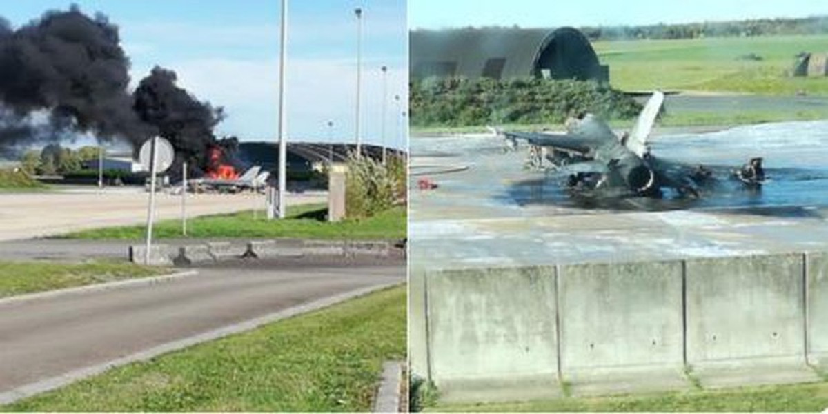 [ẢNH] Sự cố quân ta bắn quân mình khiến một chiến đấu cơ F-16 của Bỉ bị thiêu rụi