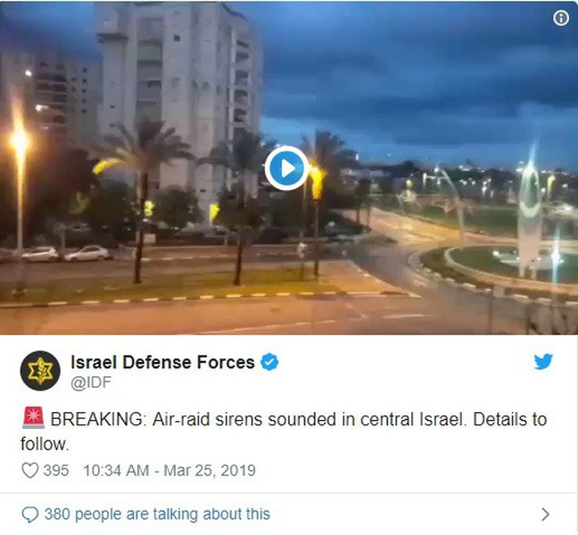 [ẢNH] Tel Aviv lại rung chuyển vì bị tấn công bằng tên lửa