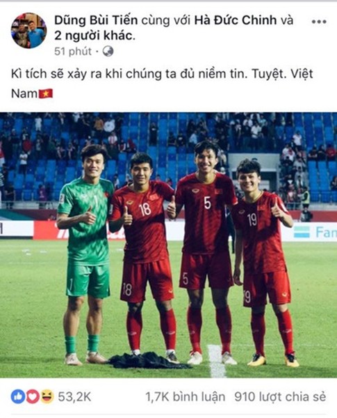 Thắng Jordan, tuyển Việt Nam đồng loạt đăng status 