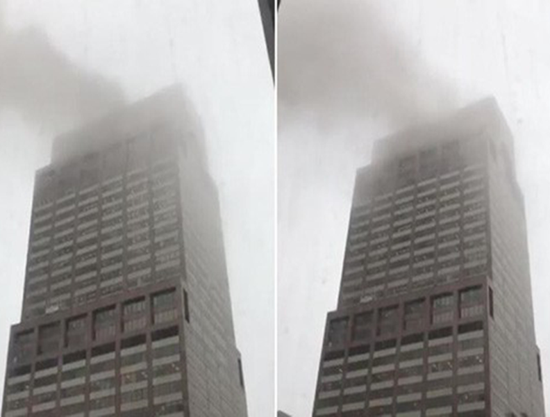 Hiện trường vụ trực thăng đâm xuống nóc tòa nhà cao tầng ở New York, Mỹ