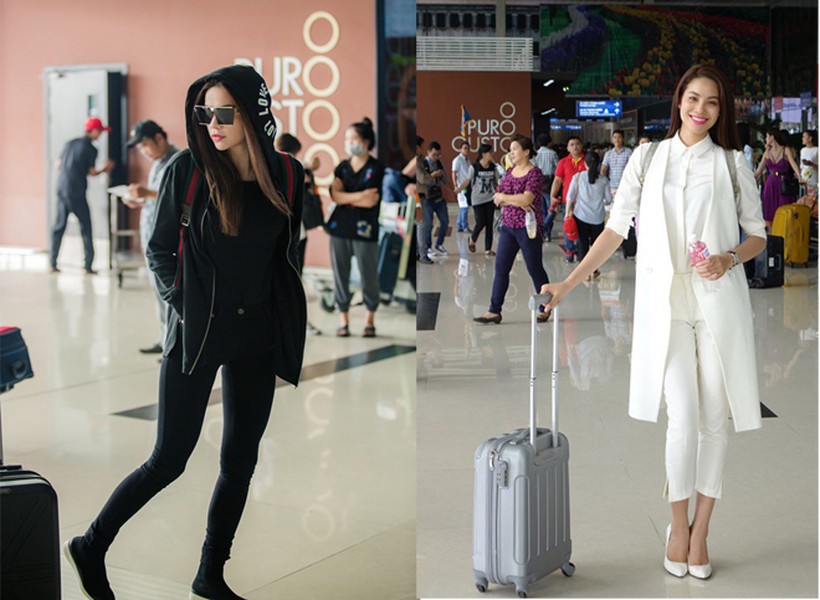 Phong cách vạn người mê của Hồ Ngọc Hà và Phạm Hương ở sân bay