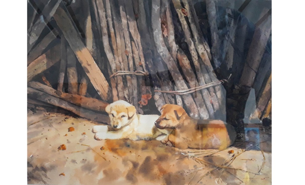 Ngắm chó cưng trong tranh của họa sỹ Việt
