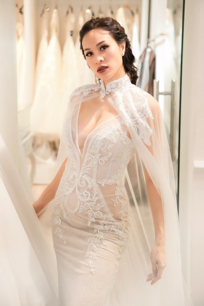 Hé lộ trang phục cưới của siêu mẫu Phương Mai