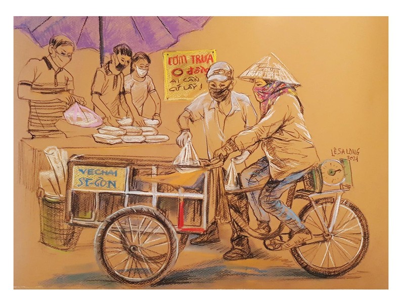 Tình người Sài Gòn trong đại dịch qua những nét vẽ 