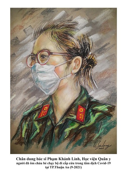Hình ảnh anh bộ đội cụ Hồ qua nét vẽ của họa sĩ Lê Sa Long