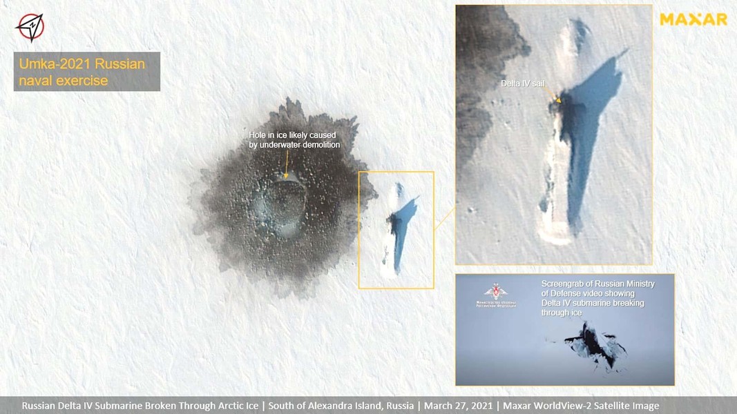[ẢNH] Không phải 3, có tới 5 tàu ngầm hạt nhân Nga nổi lên tại Bắc Cực để phóng tên lửa