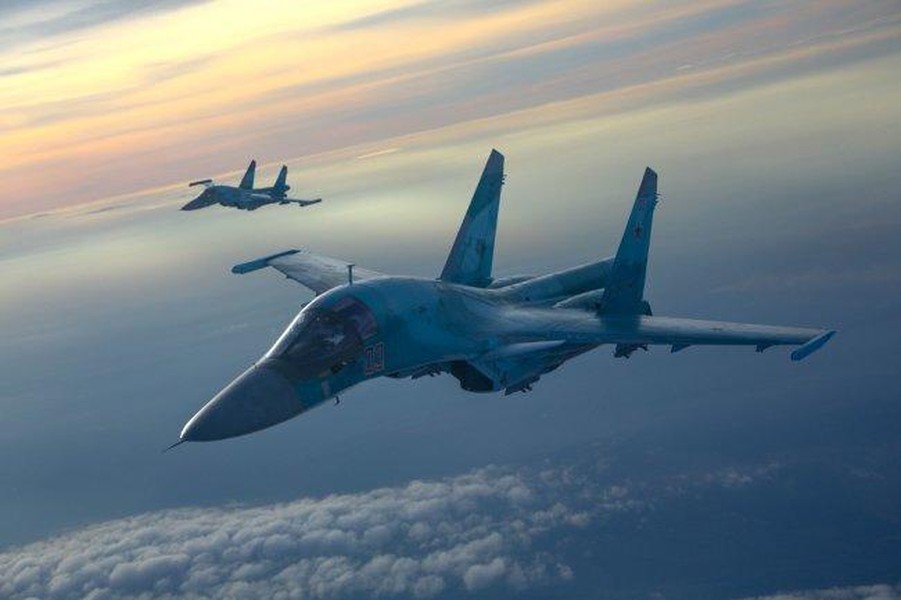 Hàng chục oanh tạc cơ Su-34 Nga xuất hiện tại sân bay vùng Voronezh