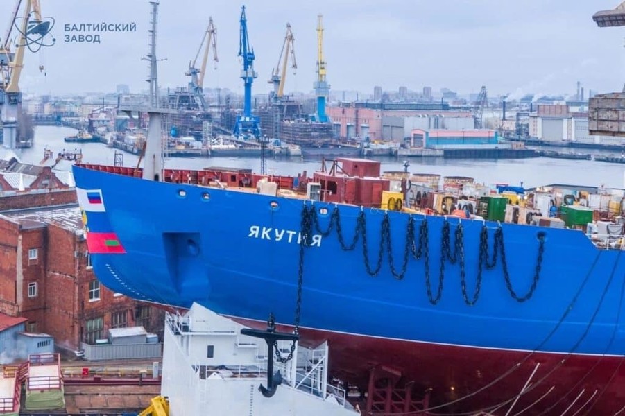 Tàu phá băng nước nông Dự án 22470M 'mạnh nhất thế giới' được khởi đóng tại Nga