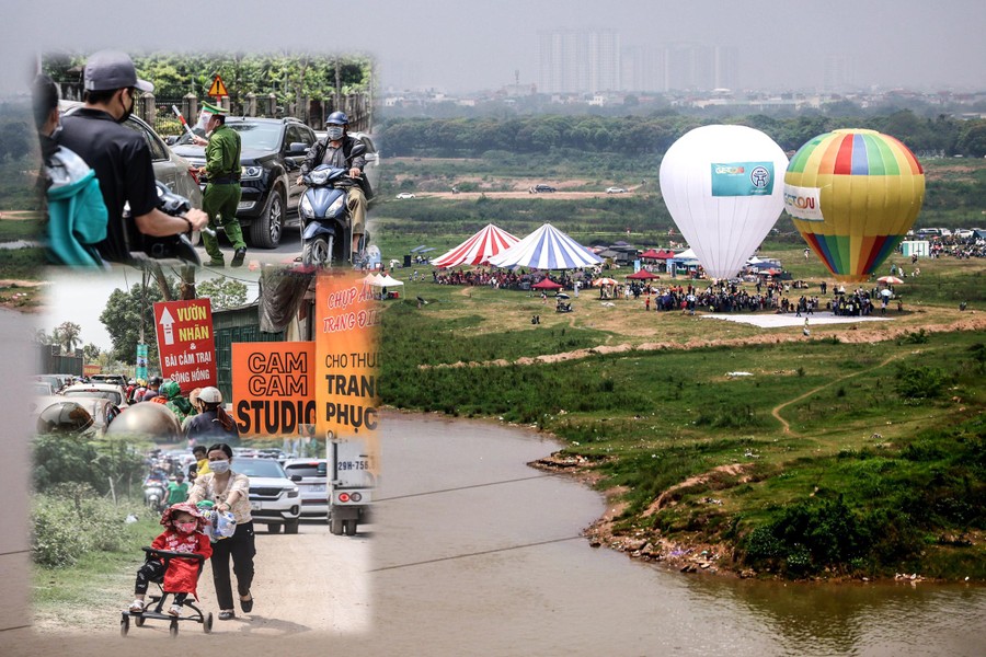 Người dân ùn ùn đổ về lễ hội khinh khí cầu ven sông Hồng, ùn tắc nhiều tuyến đường