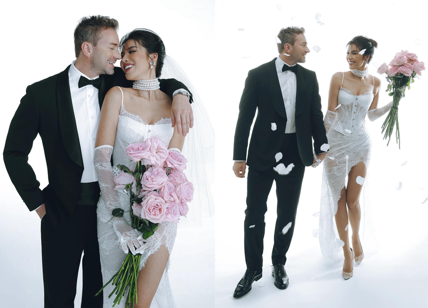 Bộ ảnh cưới đẹp lung linh của siêu mẫu Minh Tú và chồng tây