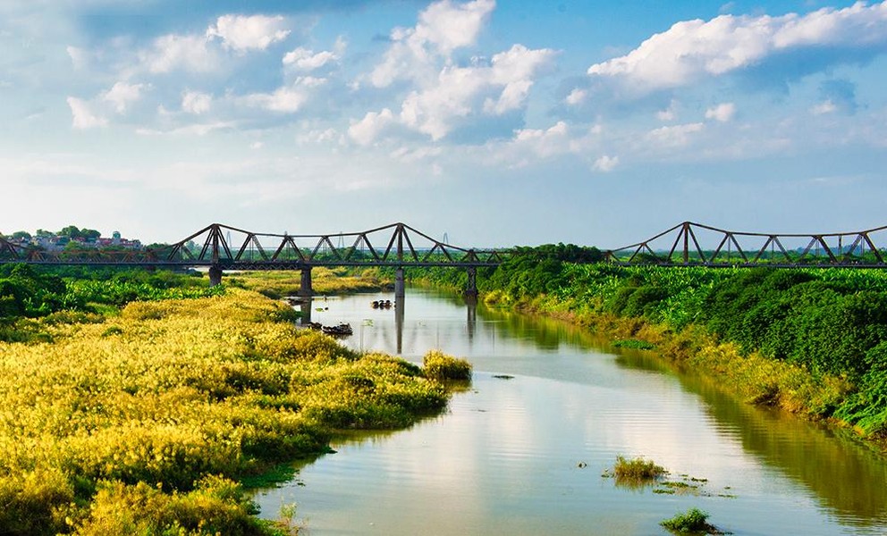 Mùa cỏ lau bên cây cầu trăm tuổi của Hà Nội 