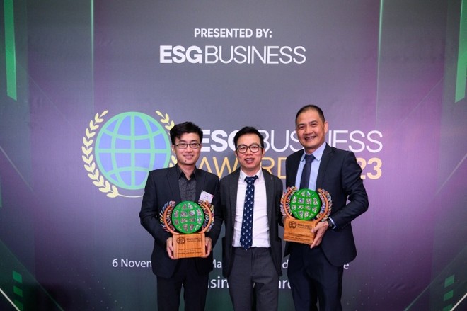 Đại diện Hệ thống giáo dục Vinschool tại tại Lễ trao giải quốc tế về phát triển bền vững ESG Business Awards.