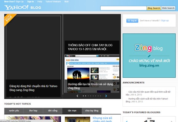 Yahoo! Blog đóng cửa, dân cư mạng chuyển "nhà" sang Zing ảnh 1 Yahoo! Blog đóng cửa, dân cư mạng chuyển "nhà" sang Zing ảnh 1