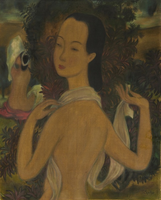 &quot;Tắm tiên&quot;, màu nước, bột màu trên lụa của Lê Phổ, vẽ năm 1930