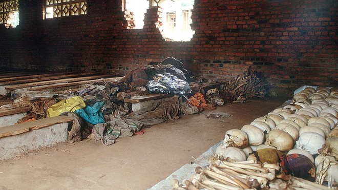 Nhà thờ Ntamara gần Thủ đô Kigali, nơi 4.000 người thiệt mạng trong cuộc diệt chủng khiến 1,1 triệu người Rwanda thiệt mạng
