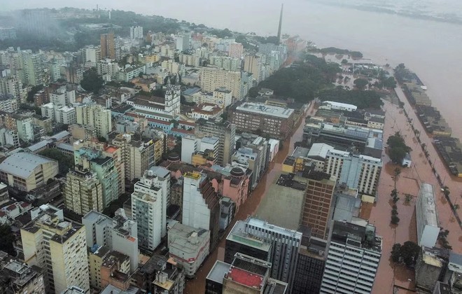 Một khu vực bị ngập ở thành phố Porto Alegre bang Rio Grande do Sul - Brazil