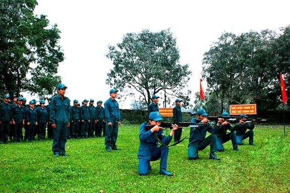 Nâng cao chất lượng huấn luyện của lực lượng dân quân xã Diễn Kỷ, huyện Diễn Châu, tỉnh Nghệ An. (Ảnh: qdnd.vn)