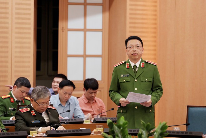 Thiếu tướng Nguyễn Hồng Ky, Phó Giám đốc CATP Hà Nội (cơ quan thường trực Ban Chỉ đạo 06 Thành phố) phát biểu tại hội nghị