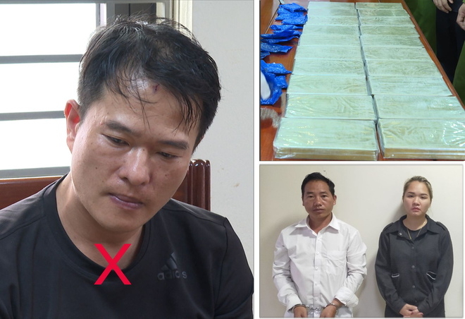 3 đối tượng Nguyễn Văn Huy (dấu X), Lầu Bá Xềnh và Lê Hoài Phương và số tang vật vụ án Công an TP. Thanh Hóa thu giữ