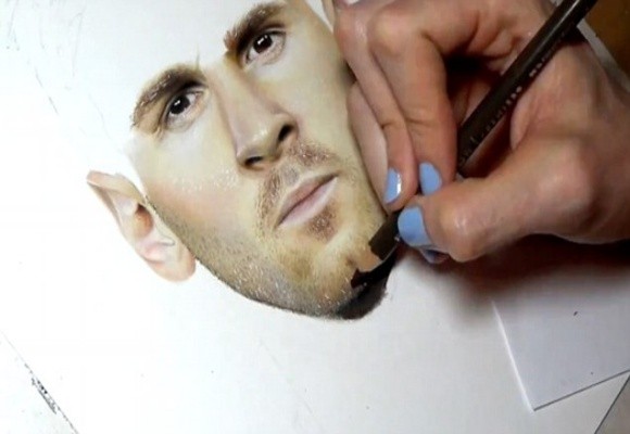 Choáng với bức vẽ chân dung Messi như thật bằng bút chì màu | Báo ...